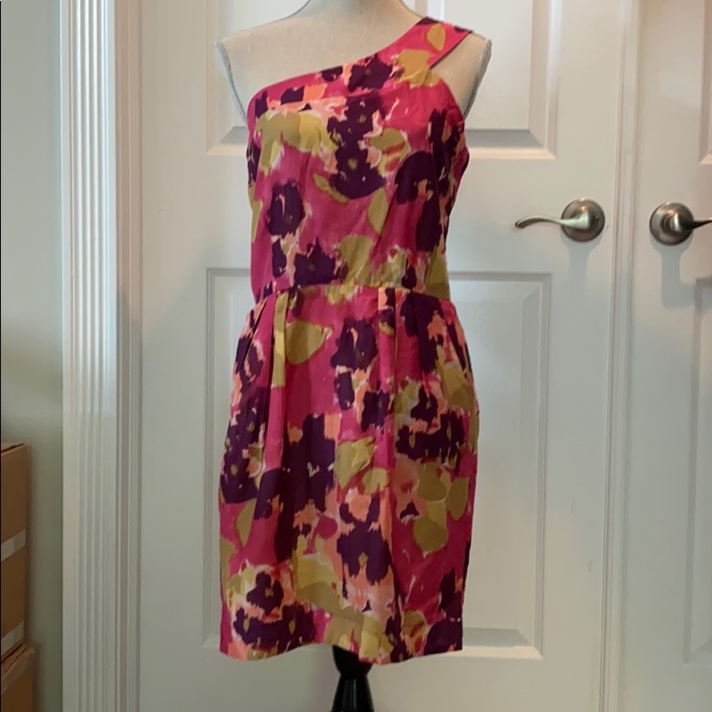 One shoulder Myne printed dress with pockets